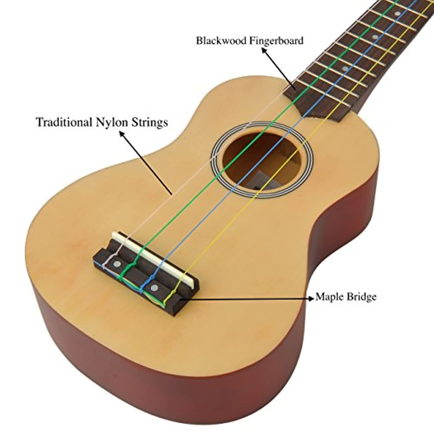 Soprano Ukulele Beginner Pack-21 Inch w/Rainbow String Gig Bag Fast Learn Songbook Digital Tuner All in One Kit - Eco Trade Company