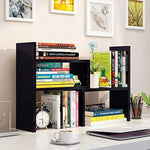 Wood Adjustable Desktop Storage Organizer Display Shelf Rack, Office Supplies Desk Organizer,Black - Eco Trade Company