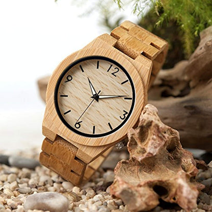 Bamboo Watches Wood Watch Leather Strap Men's Bamboo