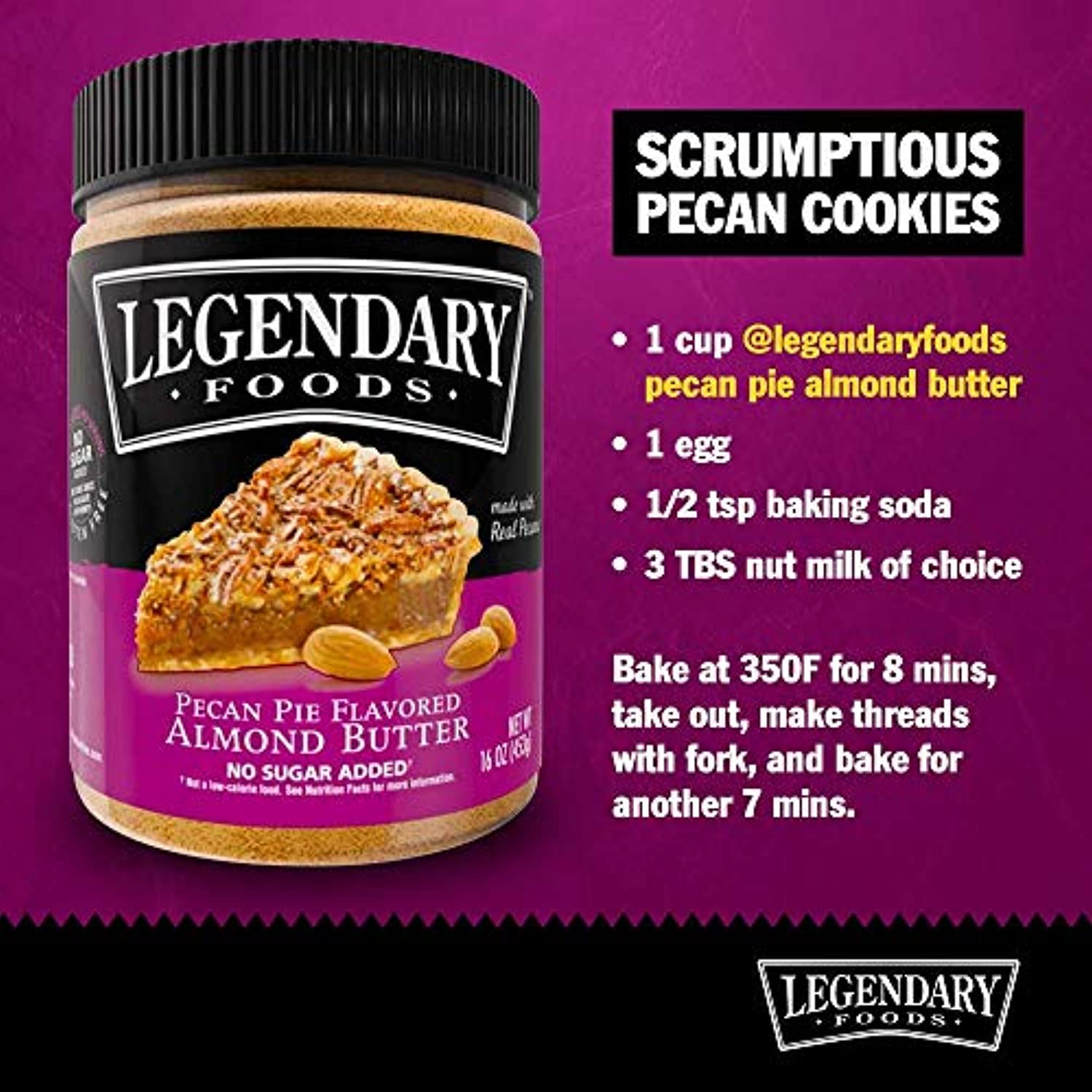 Legendary Foods, Pecan Pie Almond Nut Butter,16 oz Jar, Low Carb and No Added Sugar, Healthy, Paleo, Vegan, Keto-Friendly Snacks 2 Pack - Eco Trade Company