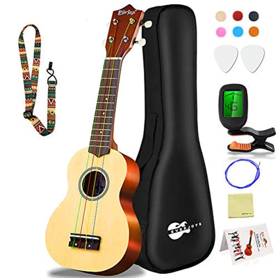 Soprano Ukulele Beginner Pack-21 Inch w/Rainbow String Gig Bag Fast Learn Songbook Digital Tuner All in One Kit - Eco Trade Company