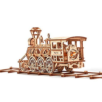 Wood Trick Wooden Toy Train Set with Railway - 34x7″ - Locomotive Train Toy Mechanical Model Kit - 3D Wooden Puzzle - Eco Trade Company