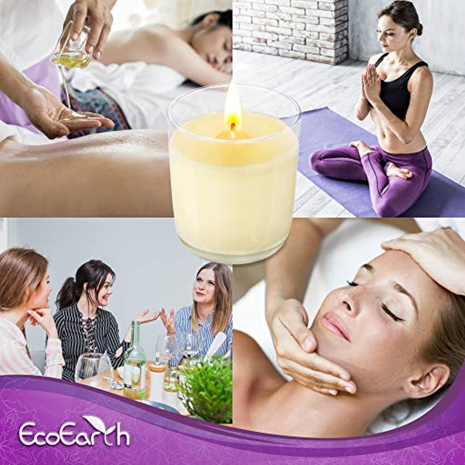 EcoEarth Deluxe Gift Candle Set, 6 oz 6 Pack Eco-Friendly Jar, Natural German Soy Wax Candles Scented w/ US Essential Oils for Stress Relief - Eco Trade Company