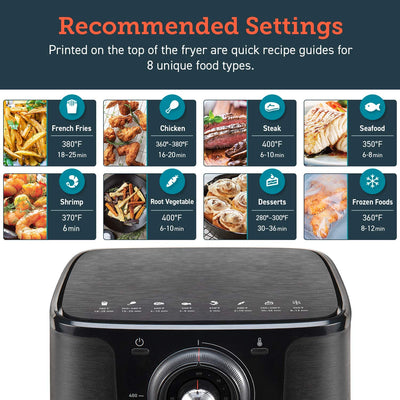 Air Fryer Large Hot Electric Oven Oilless Cooker Deluxe Temperature Knob Control, Nonstick, ETL Listed Basket, 3.7 QT-Mechanical - Eco Trade Company