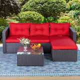3 Pcs Outdoor Patio Wicker Rattan Sectional Sofa Set - Eco Trade Company