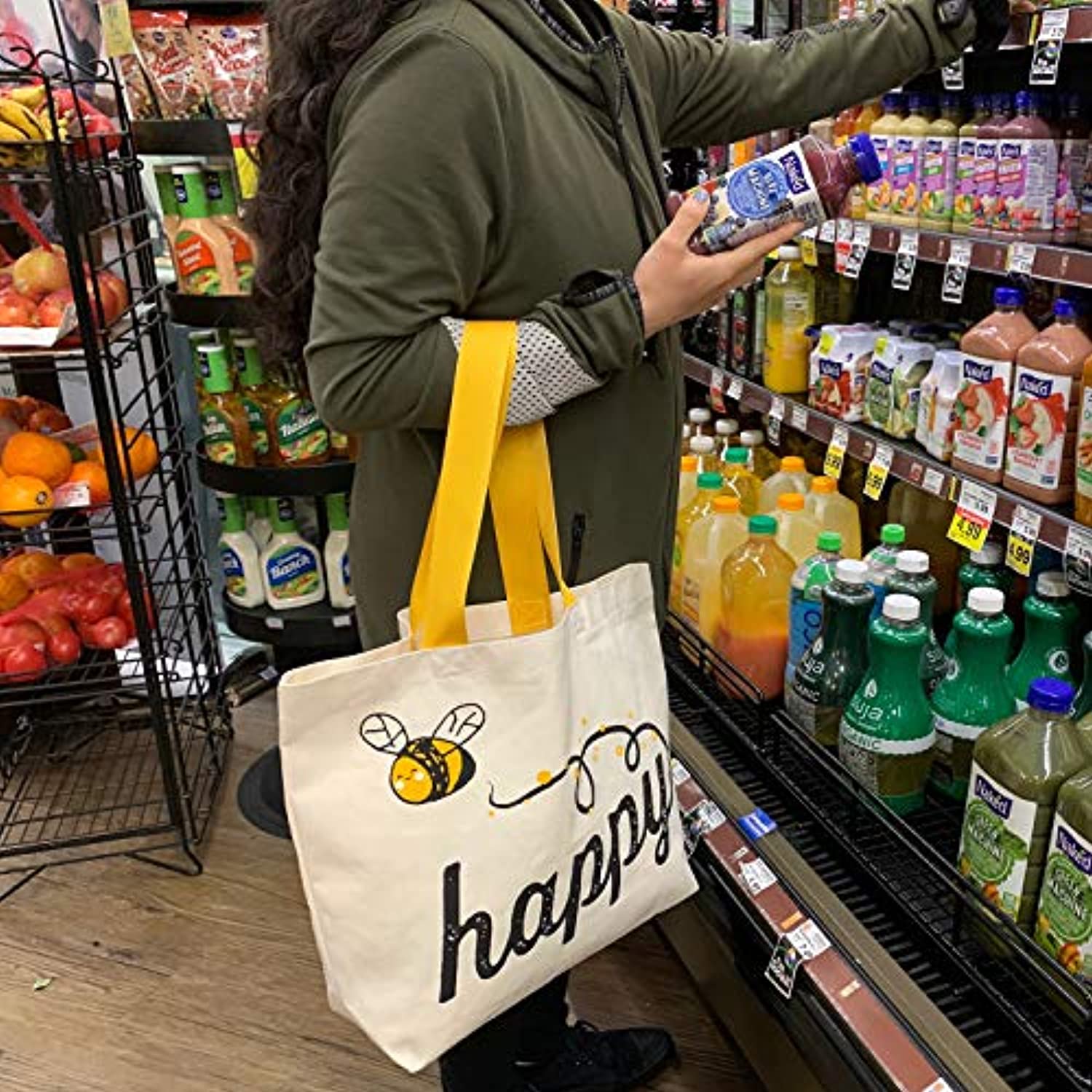 Tote Fashion Bag Reusable Grocery Bag Machine Washable and easily collapsible (Set of 2) Proudly Made in the USA - Eco Trade Company