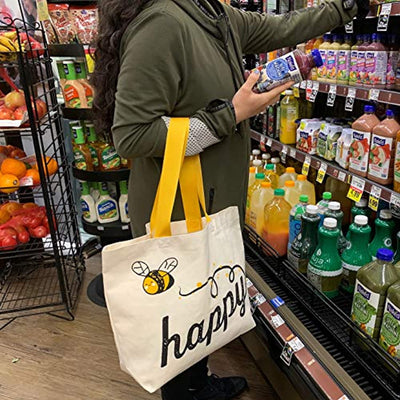 Tote Fashion Bag Reusable Grocery Bag Machine Washable and easily collapsible (Set of 2) Proudly Made in the USA - Eco Trade Company