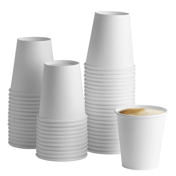 100 Pack White Paper Hot Coffee Cups - Eco Trade Company