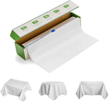 100% Compostable & Biodegradable Tablecloth Cover, Eco-Friendly Recyclable, Plastic Free Transparent White Disposable Table Cover Roll with Cutter - Eco Trade Company