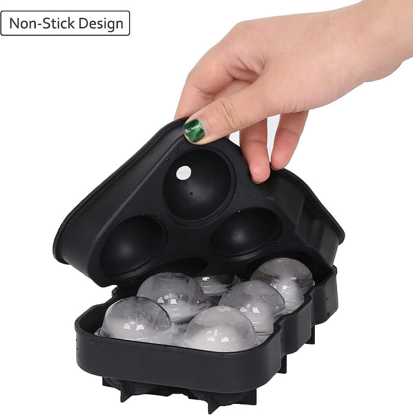 Lieonvis Ice Ball Maker,Reusable 2.4 Inch Ice Cube Trays, Easy Release  Silicone Round Ice Sphere Tray with Lids & Funnel for Whiskey, Cocktails 