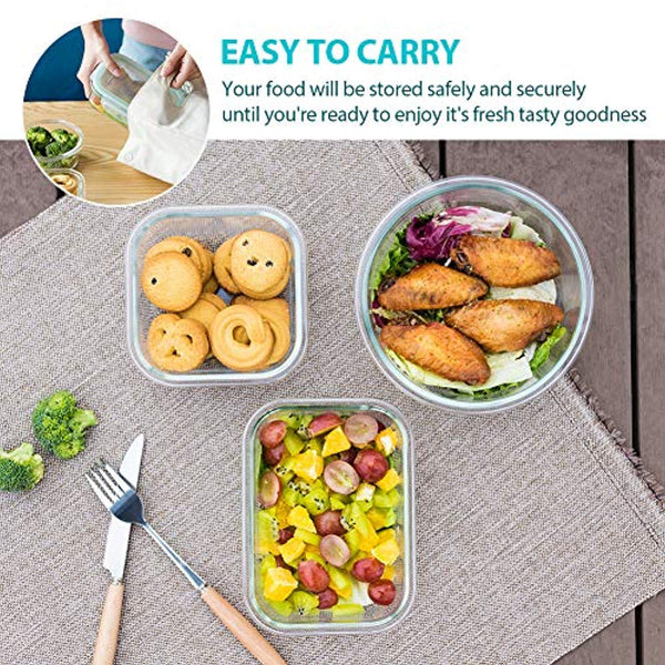 VERONES 24 Pieces Glass Food Storage Containers Set, Airtight Glass Lunch  Containers, Glass Meal Prep Containers with Lids,BPA-Free, for Microwave