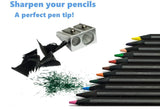 24 Pack of Colored Pencils, Pre-Sharpened, Made from Recycled Newspaper + Pencil Sharpeners Manual Twin Metal - Eco Trade Company