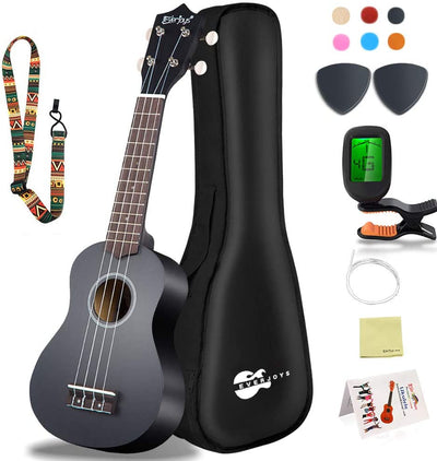 Soprano Ukulele Beginner Pack-21 Inch w/Rainbow String Gig Bag Fast Learn Songbook Digital Tuner All in One Kit - Eco Trade Company