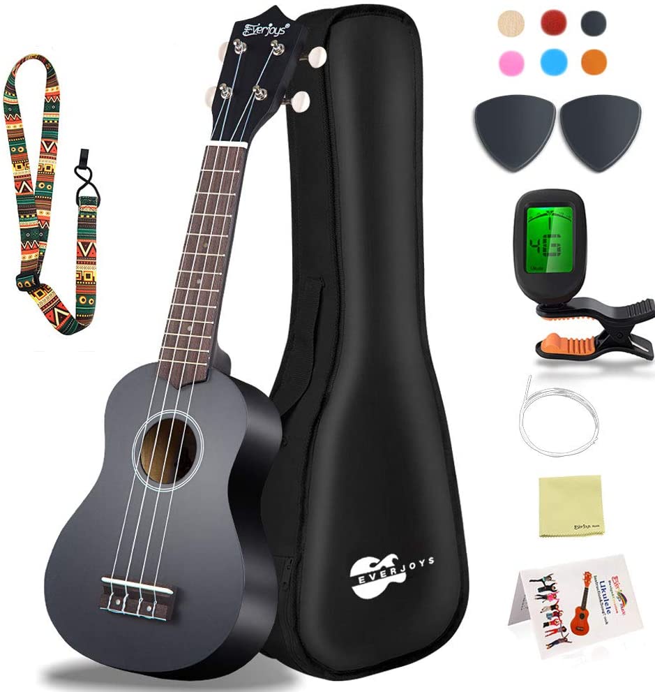Soprano Ukulele Beginner Pack-21 Inch w/Rainbow String Gig Bag Fast Learn Songbook Digital Tuner All in One Kit - Eco Trade Company
