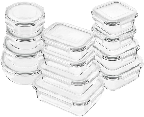 Bayco Glass Food Storage Containers with Lids, [24 Piece] Glass Meal Prep  Containers, Airtight Glass Bento Boxes, BPA Free & Leak Proof (12 lids & 12  Containers) - Blue 