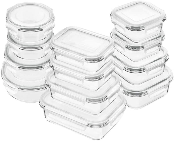 EcoEvo Glass Food Storage Containers Set, Large Size Glass Containers with Lids, BPA-Free Locking Lids, 100% Leak Proof Glass Meal Prep