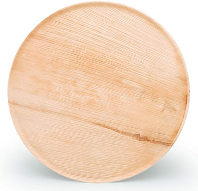 Naturally Chic Palm Leaf Compostable Serving Trays - 13” Round, Biodegradable Disposable Eco Friendly Bamboo Like Trays for Weddings, Parties, BBQs, Events (100 Pack) - Eco Trade Company