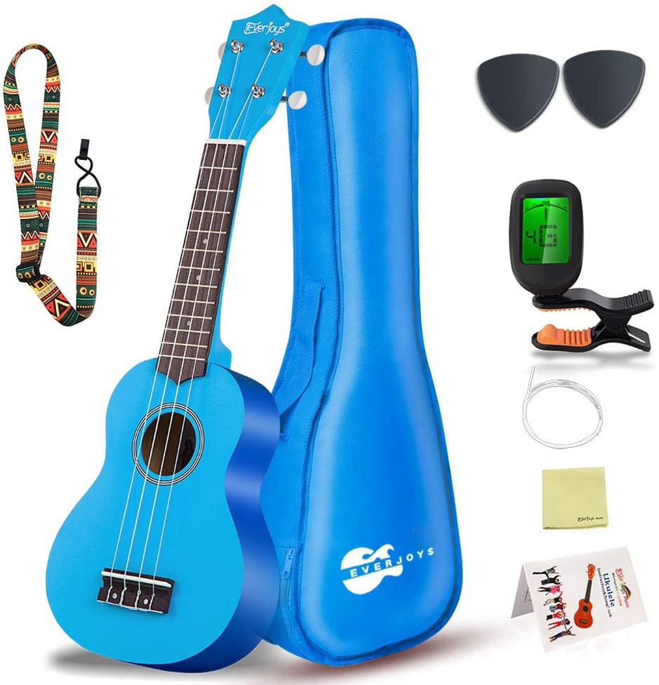 Soprano Ukulele Beginner Pack-21 Inch w/Rainbow String Gig Bag Fast Learn Songbook Digital Tuner All in One Kit - Eco Trade Company