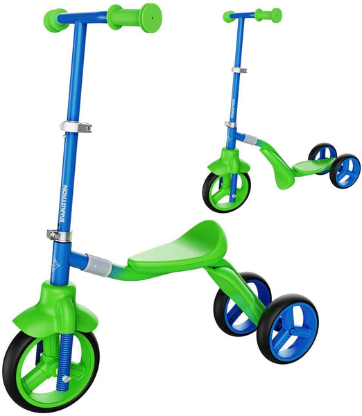 3 Wheel Scooter & Ride-On Balance Trike 2-in-1 Adjustable for 2, 3, 4, 5 Year Old Boy or Girl Transforms in Seconds - Eco Trade Company