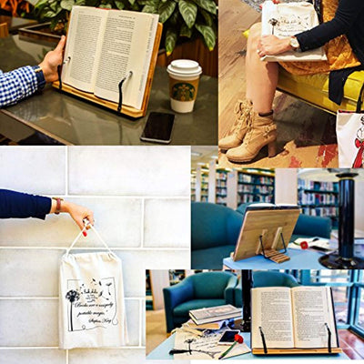 Bamboo Book Stand Cookbook Holder Book Rest Reading Stands Tablet Holders - Eco Trade Company