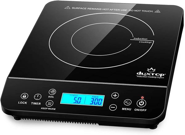 Induction Cooktop 2 Burner with Removable Cast Iron Griddle Pan  Non-Stic,Portable Double Induction Cooktop with Timer&Digital Temperature