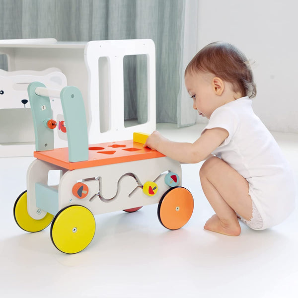 Baby Walker with Wheel 3 in 1 Wooden Activity Walker for Kids 1 3