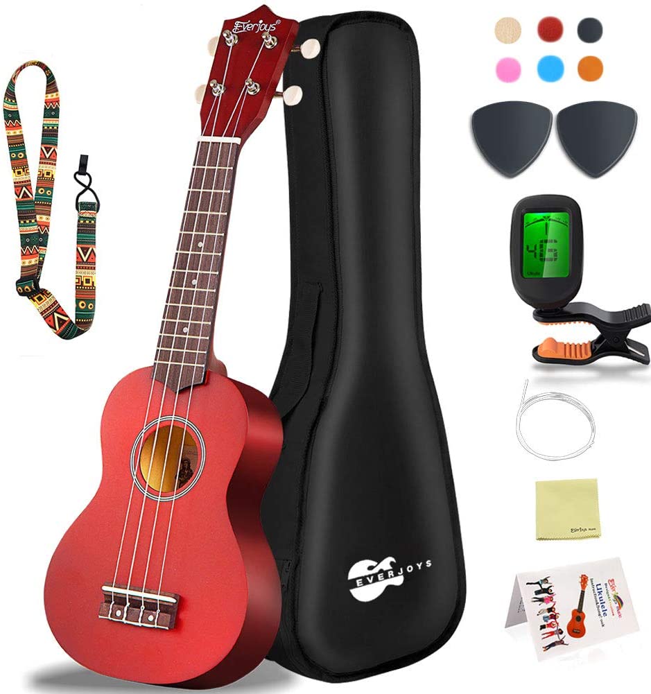 Soprano Ukulele Beginner Pack-21 Inch w/Rainbow String Gig Bag Fast Learn Songbook Digital Tuner All in One Kit - Eco Trade Company