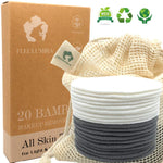 20 Packs Reusable Makeup Remover Pads - Organic Natural Bamboo and Bamboo Charcoal - Eco Trade Company