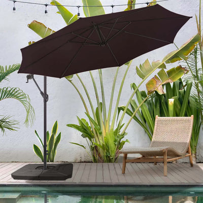 10 foot black patio umbrella BLUU BANYAN 10 ft Patio Offset Umbrella Outdoor Cantilever Umbrella Hanging Umbrellas, 24 Month Fade Resistance & Water-repellent UV Protection