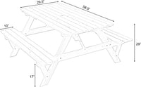 Natural Outdoor Wooden Patio Deck 6-Person Picnic Table, for Backyard, Garden - Eco Trade Company