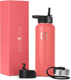 Sports Water Bottle, 3 Lids (Straw Lid), Vacuum Insulated Stainless Steel, Modern Double Walled, Simple Thermo Mug - Eco Trade Company