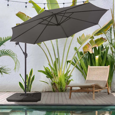 cantilever offset umbrella patio BLUU BANYAN 10 ft Patio Offset Umbrella Outdoor Cantilever Umbrella Hanging Umbrellas, 24 Month Fade Resistance & Water-repellent UV Protection