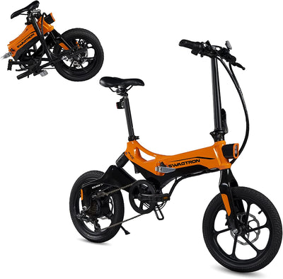 16 folding electric bicycle Folding Electric Bike with Removable Battery, Orange/Black, 16" Wheels – Eco Trade Company