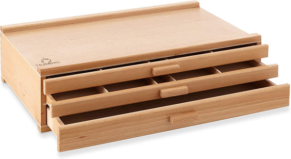 Kingart Wooden Artist Storage Box, 6-drawer, Designed Storage for Art Materials, Natural Finish