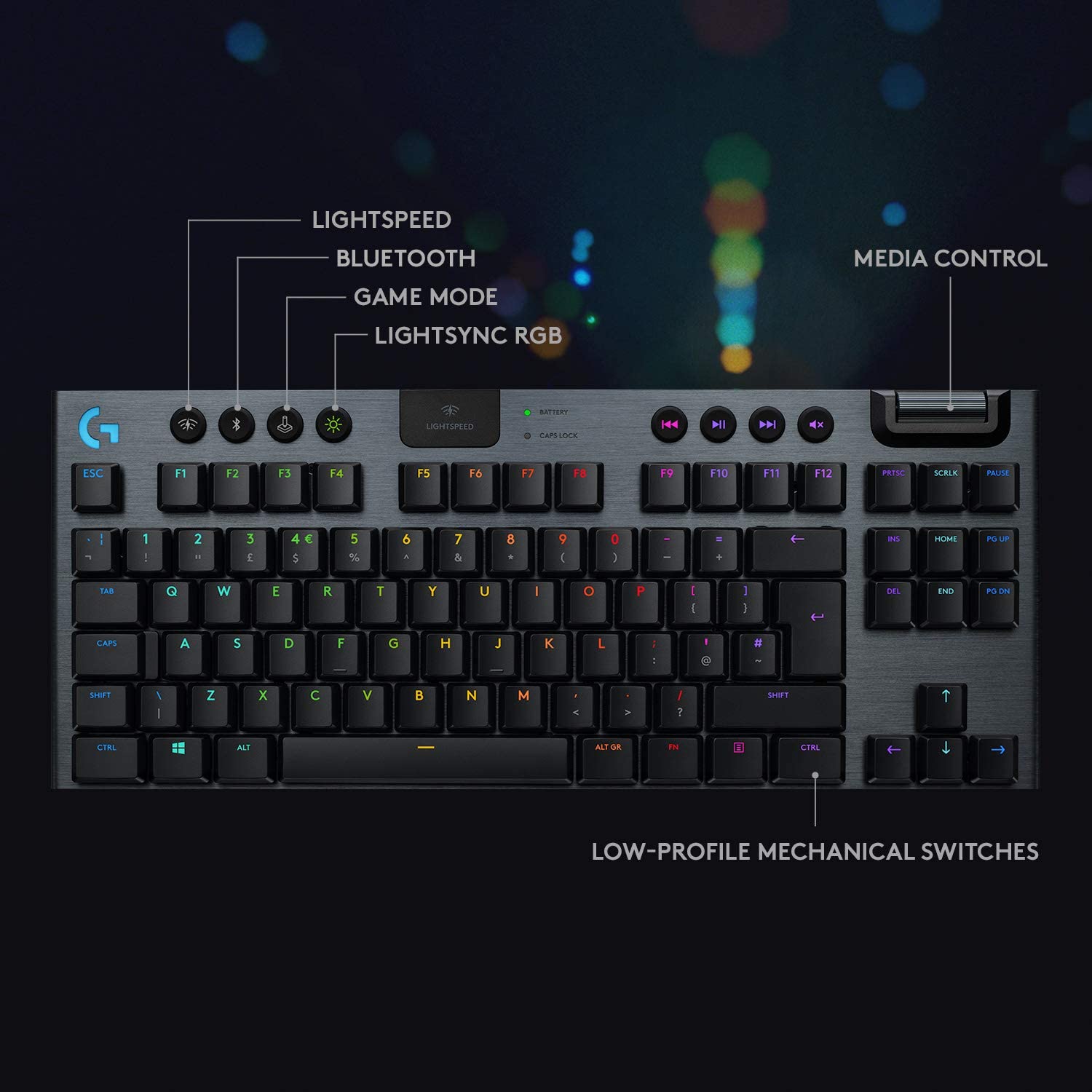 Lightspeed Wireless RGB Mechanical Gaming Keyboard, Low Profile Switch Options, Lightsync RGB, Advanced Wireless and Bluetooth Support - Eco Trade Company