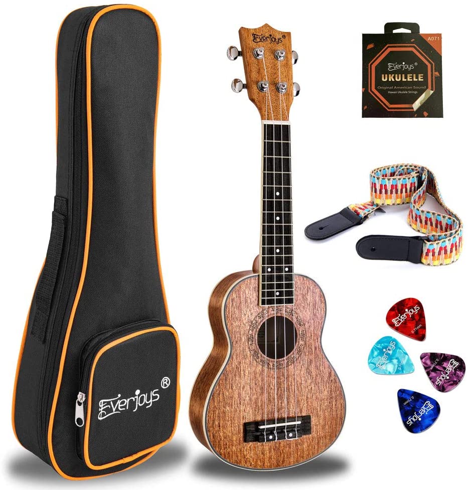 Soprano Ukulele Beginner Pack-21 Inch w/Rainbow String Gig Bag Fast Learn Songbook Digital Tuner All in One Kit - Eco Trade Company