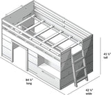 Low Loft Bed, Twin Bed Frame For Kids With 1 Drawer - Eco Trade Company