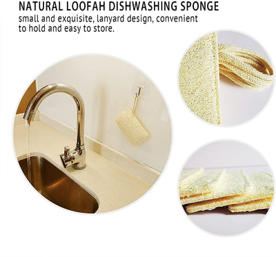 Natural Dish Kitchen Sponges 6 Pack, Biodegradable Eco-Friendly Organic Loofah Plant, 100% Biodegradable - Eco Trade Company