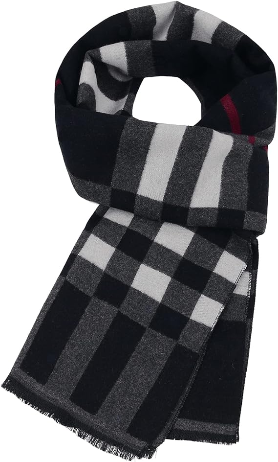 Mens Winter Warm Long Soft Scarf, Plaid Tassel  Soft Classic Scarves, One size - Eco Trade Company