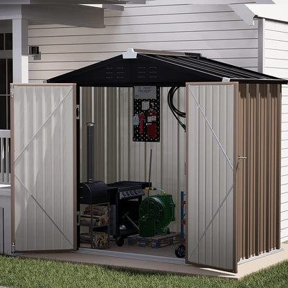 Outdoor Storage Shed, Galvanized Steel with Lockable Door - Eco Trade Company
