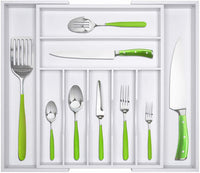 Bamboo Kitchen Drawer Organizer - Utensil Holder and Cutlery Tray with Grooved Drawer Dividers for Flatware and Kitchen Utensils - Eco Trade Company