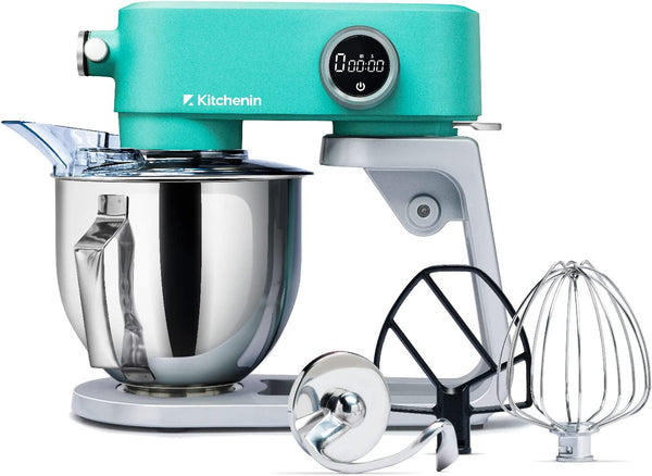 All Metal Stand Mixer 5.3 Quart 8 Speeds Tilt Head 400 Watt DC Motor with 12 Wire Whip Flat Beater Stainless Steel Dough Hook Pouring Shield Eco Trade Company