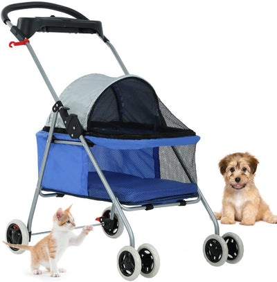 dog stroller cup holder Bestpet Pet Stroller with Cup Holder, 4 Wheels, Posh Folding, Waterproof, Portable