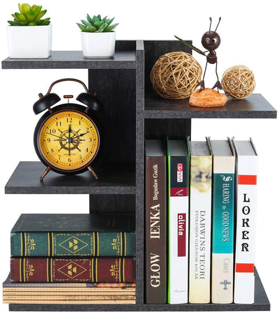 Wood Desktop Bookshelf Assembled Countertop Bookcase Literature Holder Accessories Display Rack Office Supplies Desk Organizer - Eco Trade Company