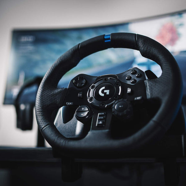 Logitech G923 Racing Wheel and Pedals, TRUEFORCE up to 1000 Hz Force  Feedback, Responsive Driving Design, Dual Clutch Launch Control, Genuine  Leather