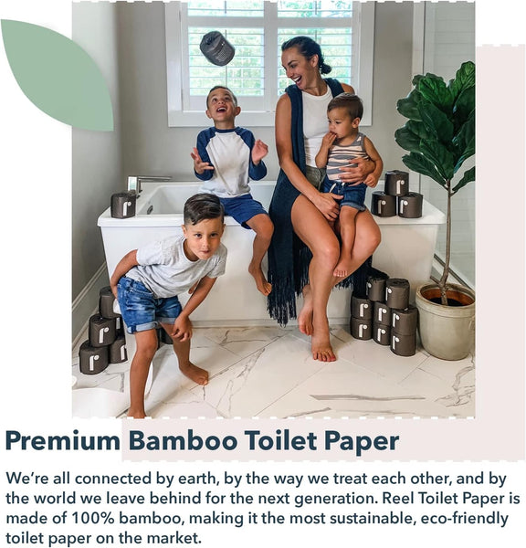 Bamboo Toilet Paper, 3-Ply Made From Tree-Free, 100% Bamboo Fibers,  Eco-Friendly Zero Plastic Packaging