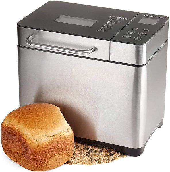 Stainless Steel Bread Machine, 2LB 17-in-1 Programmable XL Bread Maker with  Fruit Nut Dispenser