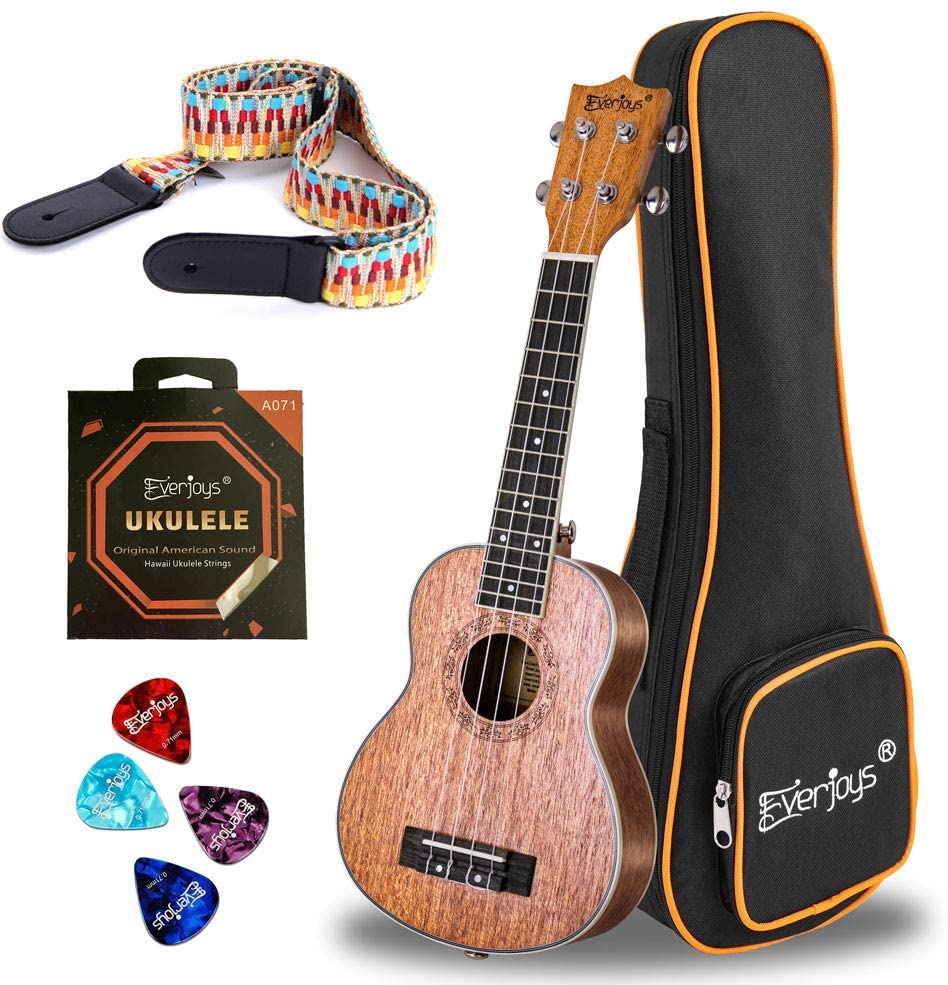 Soprano Ukulele Beginner Pack-21 Inch w/Rainbow String Gig Bag Fast Learn Songbook Digital Tuner All in One Kit - Eco Trade Company