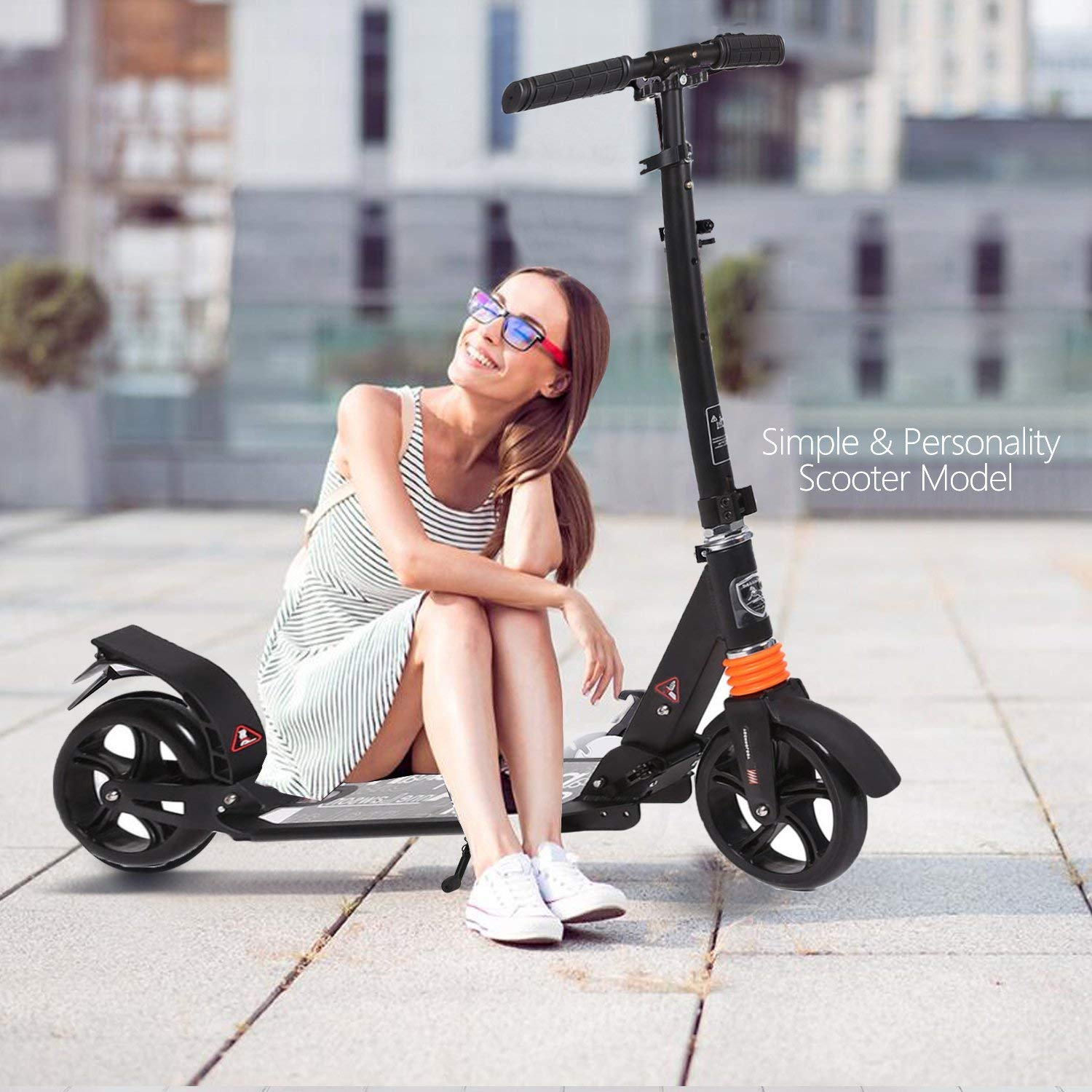 Kids,Adult Scooter with 3 Seconds Easy-Folding System, 220lb Folding Adjustable Scooter with Rear Brake and 200mm Large Wheels - Eco Trade Company