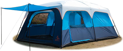 big tents with rooms KTT Extra Large Tent 10-12 Person(B),Family Cabin Tents,2 Rooms,3 Doors and 3 Windows with Mesh,Straight Wall,Waterproof,Double Layer,Big Tent for